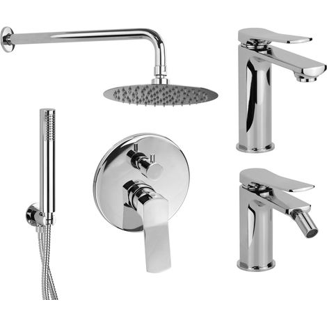Kit de baño completo con mezclador de lavabo, bidé y kit de ducha con palanca inclinada Pollini Kora KITKORACR1 (1/5)