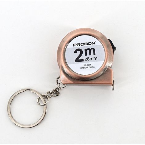 Mini mètre ruban portable. Petit mètre ruban domestique extensible de 2 mètres, modèle porte-clés, en acier doux. Mini outil de mesure.