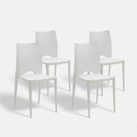 Set mit 4 stapelbaren Polypropylenstühlen Lione - Weiß (1/4)