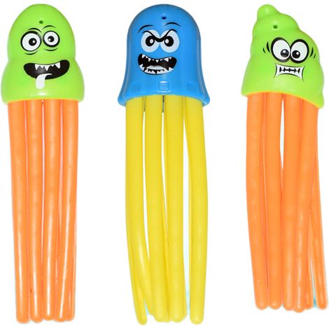 3 Pièces Jouets de Piscine Poulpe Aléatoires pour Enfants, Figurines de Baignade Amusantes avec Expressions Drôles (1/5)