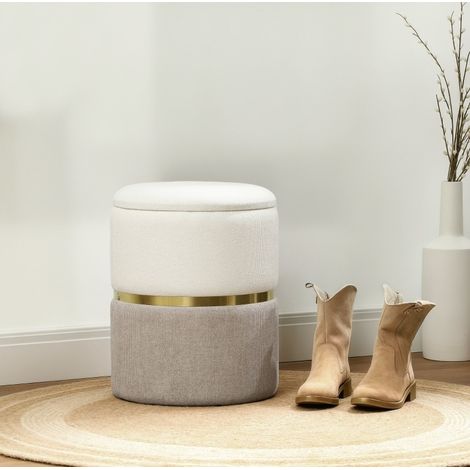 Pouf contenitore rotondo in poliestere Ø36x44 cm OKMYHOME (1/5)
