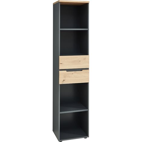 Aktenregal mit 2 Schubladen, 45cm breit, graphit mit Eiche, MANRESA-36 (1/5)