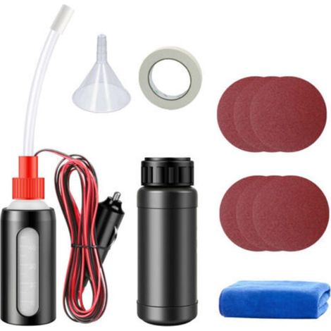Pair - Kit de rénovation de phares, kit de nettoyage et de polissage pour phares de voiture avec liquide de revêtement, papiers de verre, flacon pulvérisateur, entonnoir, ruban de masquage et chiffon, (1/5)