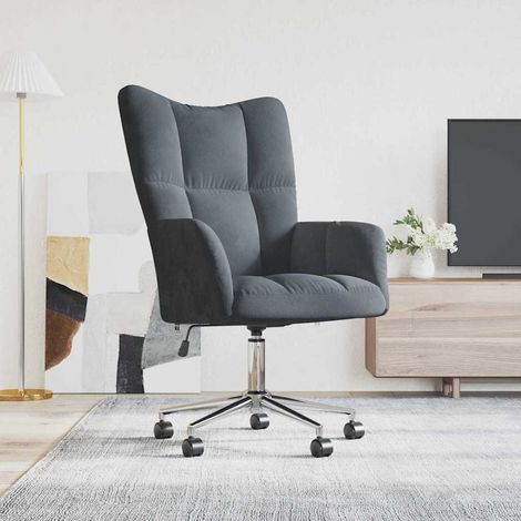 Relaxing Chair with Wheel Dark Grey 69 x 61.5 x 102 cm Velvet vidaXL