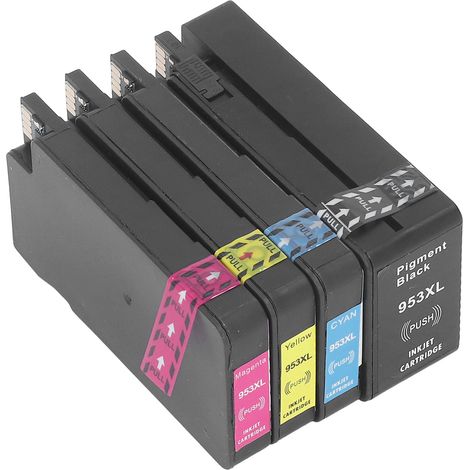 Cartouche d'encre BK C M Y, kit combo résistant à la décoloration pour OfficeJet Pro 7720 7730 7740 8210 8218 8710 (1/5)