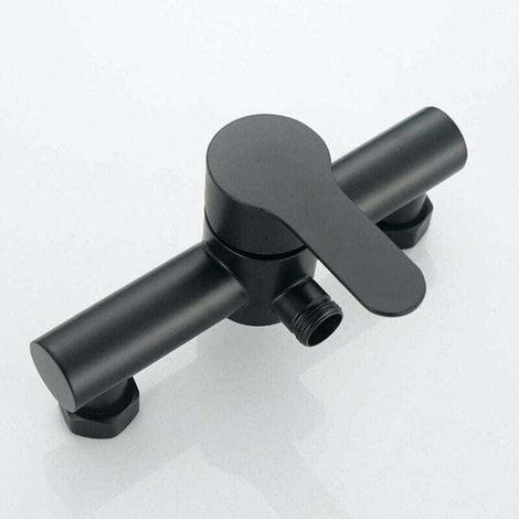 Rubinetto per doccia da vasca in acciaio inox nero, raccordo per doccia da vasca da bagno, soffione doccia, miscelatore a parete. (1/5)