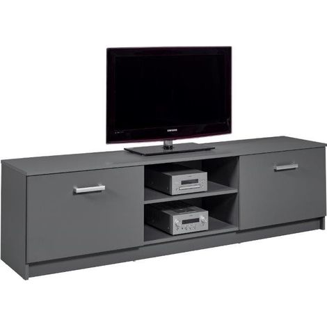 MOBILE BASSO ELENZIO PORTA TV 2 ANTE + 2 VANI A GIORNO 180x51x40 CM GRIGIO GRAFITE (1/5)