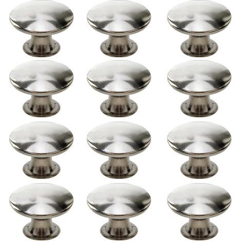 Retro round drawer door handles, suitable for drawers, cabinets and cupboards (12 pieces, silver) (1/5)