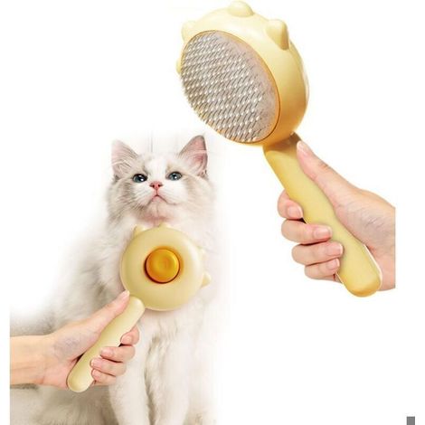 Brosse autonettoyante chien/chat – poils longs/courts – masse, gratte (1/5)