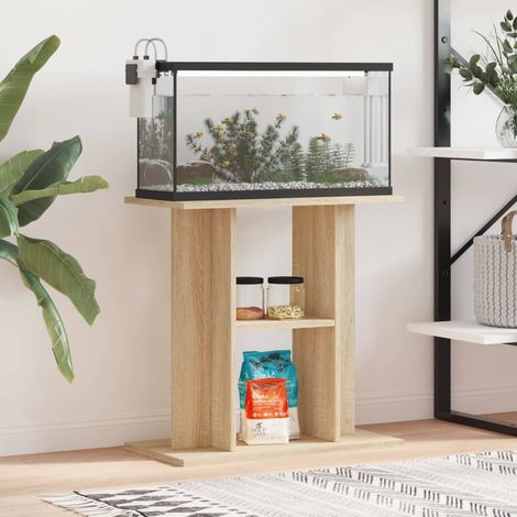 Meuble Support Couleur Chêne Clair Aquariums 60 X 30 cm. 1 étagère Support solide et stable pour aquariums (1/5)
