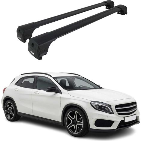 OMAC Aluminium Dachträger Querträger für Mercedes GLA X156 2014-2020 – City Crash – ISO/PAS 11154:2006 – Abschließbar – Max. 75 kg – 2 Stangen Schwarz (1/5)