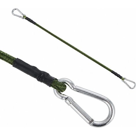 Corde élastique de 8 mm avec mousqueton, vert armée, pour tente, corde à linge de camping, 30 cm ou 60 cm, mousqueton (1/5)