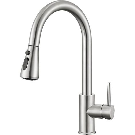 CECIPA Küchenarmatur, 3 Betriebsarten, Küchenmischer mit Ausziehbrause, 360° schwenkbar  Edelstahl 304, einfache Installation, 40 % Wasserersparnis, 400 mm Schlauchlänge, lebensmittelecht (1/5)
