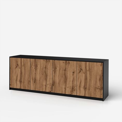 Buffet Sideboard Budapest mit 4 Türen - Modernes Design für Ihr Wohnzimmer - Schwarz
