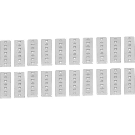 Équerres plates de fixation en acier galvanisé haute résistance, 20 pièces, plaques de renfort métalliques incassables, supports droits anti-flexion (1/5)