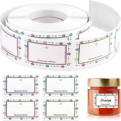 rouleau/500 étiquettes autocollantes pour bocaux, étiquettes autocollantes pour boîtes alimentaires, étiquettes autocollantes pour pots de confiture 50 x 30 mm, étiquettes adhésives pour bocaux (1/5)