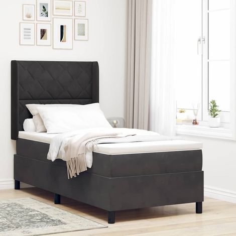 LED Boxspringbett mit Matratze Schwarz 100 x 200 cm Samt vidaXL (1/5)