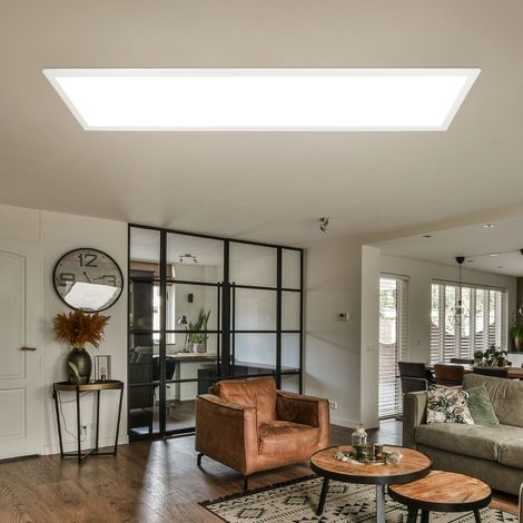 Aufbaupanel Bürolicht Wohnzimmerleuchte Deckenlampe Deckenpanel weiß, Aluminium, LED 40W 2700Lm warmweiß, LxBxH 80x20x5 cm