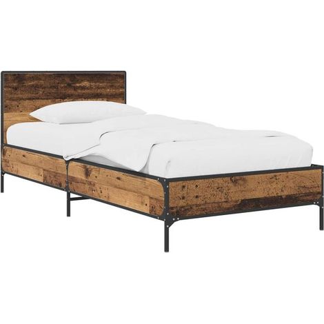 Cadre de lit avec tête de lit, bois antique, 80 x 200 cm (1/5)