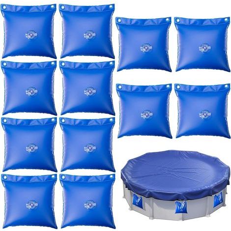 Lot de 12 sacs à eau de piscine - Poids d'eau carré,Petit sac à eau épais en PVC,Pour couverture de piscine,Pour lester les bâches de piscine (1/5)