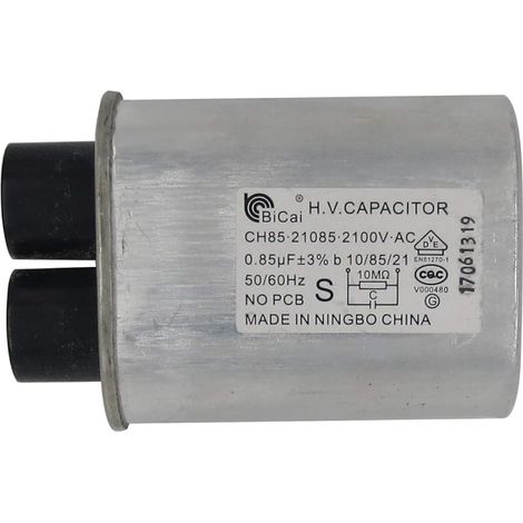 Condensateur haute tension universel pour micro-ondes CH85 2100 V AC H.V. 10/85/21 50/60 Hz sans PCB, VDE EN61270-1 (21085 0,85 uf) (1/5)