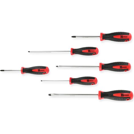 Jeu de 6 tournevis plats et cruciformes PZ - HANGER - 131090 (1/2)