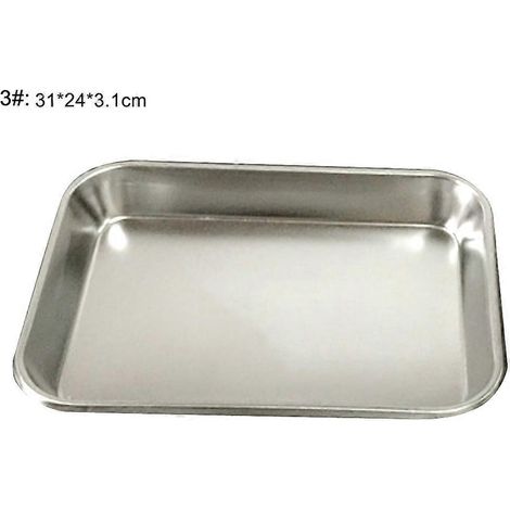 Plaque de cuisson rectangulaire en acier inoxydable pour gâteaux, biscuits et pizzas. (1/5)