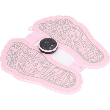 Appareil de massage électrique par acupression pour les pieds avec fonction pulsée, port USB, sans fil, réglable et pliable, favorise la circulation sanguine et est disponible en rose. (1/5)