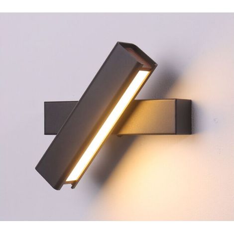 Living room and entrance wall light, rotating wall light, swivel wall light in wood and metal, wall lamp, black