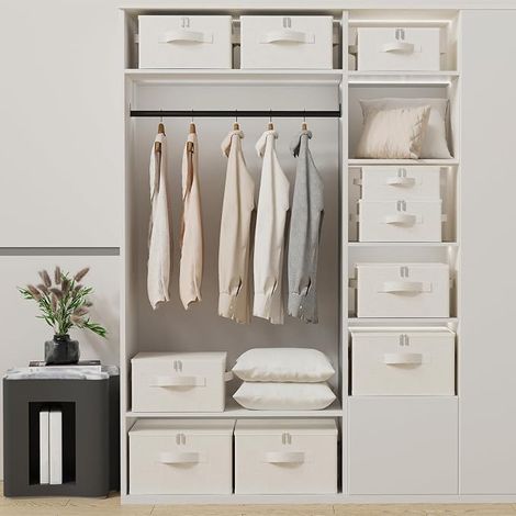 Cube Rangement Tissu sous Lit,38x26x15cm,Beige (1/4)