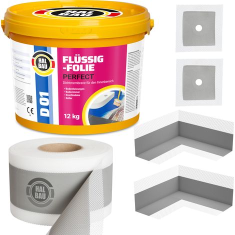 HALBAU Dichtset für Duschabdichtung Bad Abdichtung Dichtband Flüssigfolie 12kg H25 (1/5)