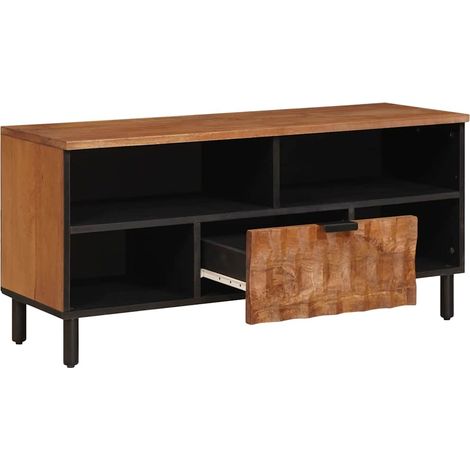 Meuble TV avec tiroir Finition Acacia Brun 100 x 33 x 46 cm (1/5)