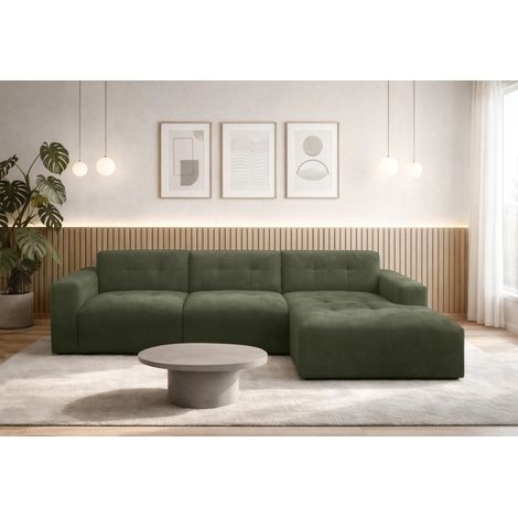 AX LIVING Couch in L Form Corlu Eckcouch Grün für Wohnzimmer 310 cm R