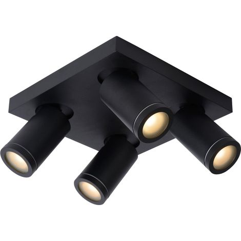 Lucide TAYLOR - Deckenstrahler Badezimmer - LED Dim to warm - GU10 - 4x5W 2200K/3000K - IP44 - Schwarz (1/5)
