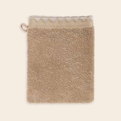 Gant de toilette en Éponge unie et point feston triangulaire NERYDA