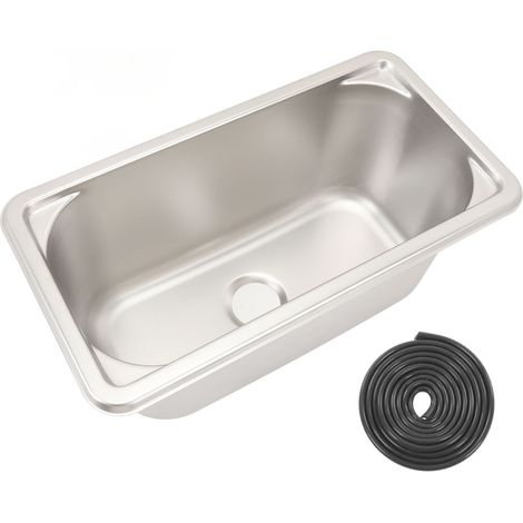 Évier en acier inoxydable 304 de 11,8 X 5,9 pouces avec port de vidange de 40 mm, capacité de 7 L, installation intégrée pour bateau et caravane (1/5)