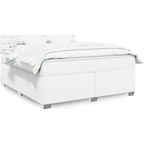 Boxspringbett mit Matratze Weiß 180x200 cm Kunstleder