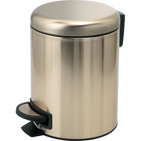 Pattumiera Bagno Rotonda Apertura A Pedale Da 3 Litri Oro Soft-Close Acciaio Inox Papaya