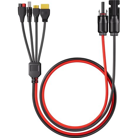Câble solaire universel 4 en 1 vers connecteur solaire Anderson/XT90/XT60/DC5521, adaptateur solaire 12AWG/16AWG pour panneau solaire, station d'alimentation portable, générateurs solaires (1/4)