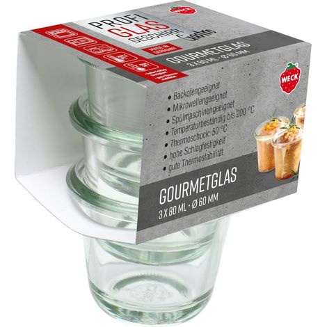 Lot de 3 verres gourmet 80 ml, passent au four, passent au lave-vaisselle, stabilité, verres délicats, sans couvercle