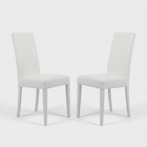 Set 2 sedie da pranzo in ecopelle e legno Denver - Bianco