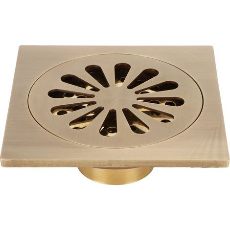 Drain de Sol en Cuivre, Drain de Douche Anti-Blocage de Style Rétro Européen pour Cuisine Salle de Bains Garage sous-Sol Toilettes Balcon (1/5)