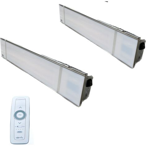 Pack de 2 chauffages infrarouge 500-1000-1500W façade verre blanc 230V avec telecommande IO homecontrol IP65 INFRAGLAS IHG15SIO