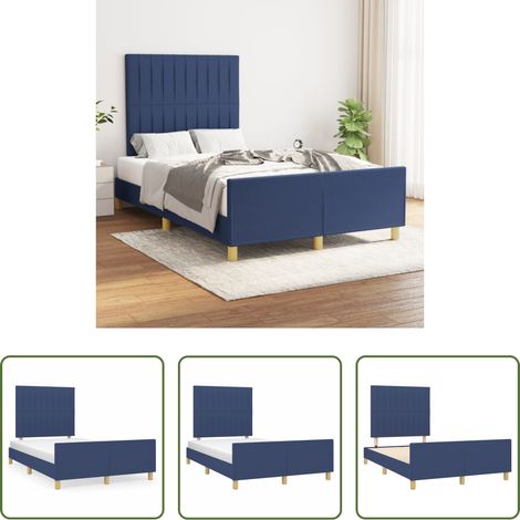 Kopfteil - Bettgestell ohne Matratze Blau 120x200 cm Stoff (1/5)