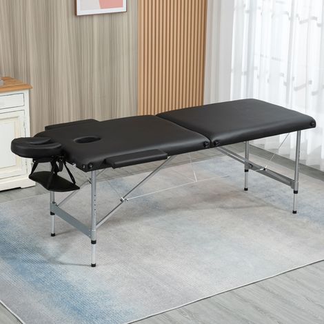 Table Massage Pliante Hauteur Réglable Positions Appuie-tête Accoudoirs 186x71x62-83 Noir (1/4)