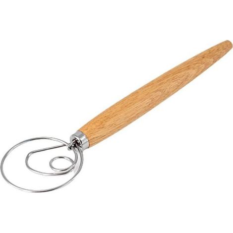 Fouet à pâte danois de 13 pouces, fouet à pâte en acier inoxydable, batteur à main de style hollandais avec manche en bois, (1/5)