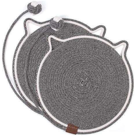 BUNTHAUS Tapis Griffoir Chat,2 Pièces Grattoir Chat Gris Griffoir pour Chat avec Jouet de Balle, Planche à Gratter 42 cm Corde de Coton Tapis Protège Les Meubles et Les Canapés Chat Accessoire (1/5)
