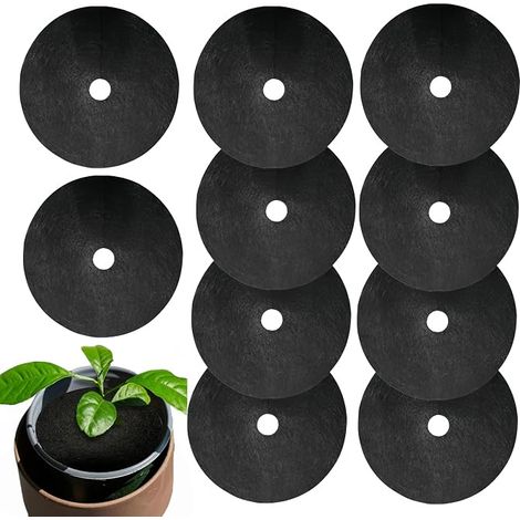 Lot de 10 disques de paillage pour arbres 25 cm tapis pour mauvaises herbes tapis de protection pour arbres et plantes tapis de protection rond en non-tissé pour plantes et arbres (1/5)