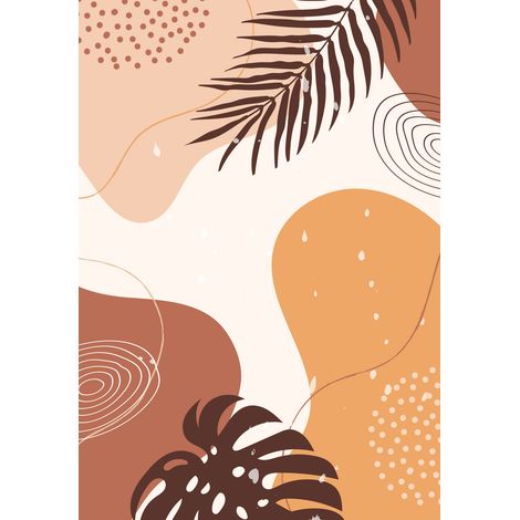 Papier peint panoramique - Feuilles Boho - 178 cm x 255 cm (1/2)