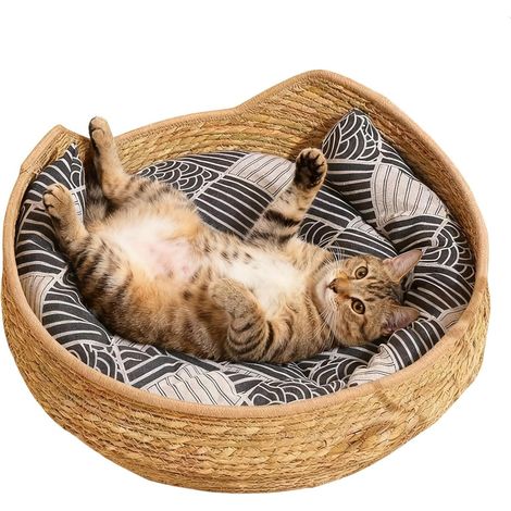 Cat Basket,Comfortable Woven Washable Kitten Mat Cat Desk